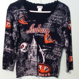 P Michael Auburn Stud Shirt V‎ Neck Size Small Blue Orange White